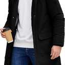 Men's Winter Long Puffer Jackets, Water-Repellent Down Parka Warm Coats Outerwear with Detachable Hood & Carry Straps (Large, Black)