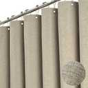 BTTN Extra Wide Shower Curtain - 108 x 72 Inch Linen Textured Waterproof Fabric Shower Curtain Set with 18 Plastic Hooks, Large Modern Farmhouse Cloth Bathtub Shower Curtains for Bathroom - Khaki/Tan