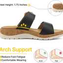 UBFEN Womens Low Wedge Slides Comfy Arch Support Cushioned Footbed | Slip On Dressy Sandals, Adjustable Straps, Lightweight Platform, Daily Wear, EUR41