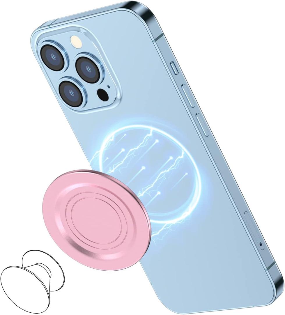 AUROX for MagSafe Base Compatible with Phone Grips for iPhone 16/15/14/13/12, Magnetic Base Plate, Removable Magnetic Grip Base Compatible with MagSafe Cases, Thin & Light Portable Plate(Pink)