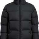 Men's Puffer Jacket Thickened Winter Coat Warm Stand Collar Color Block Zip Up Jacket Ski Bubble Coat(Black,L)