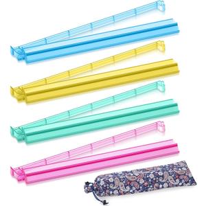 Mahjong Racks with Pushers, 4 Mah Jongg Clear Acrylic American All-in-One Tile Rack & Pusher Accessories Gifts (4 Colors)