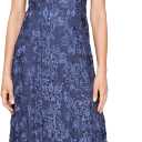 Alex Evenings Women's Long Rosette Mother of The Bride Dress with Short Sleeves (Blue, 16P)