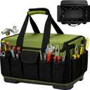 18-Inch Heavy Duty Tool Bag, 45-Pocket Large Capacity Tool Organizer with Hard Base & Waterproof Pocket, Tear-Resistant Electrician Tool Tote for HVAC, Mechanic, Carpenter