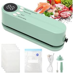 Mini Vacuum Sealer for Food, 3 in 1 Cordless Rechargeable Bag Heat Sealer for Dry/Moist Food Storage (COLOR:Green)