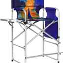Makeup Chair 41'', Director Chair 600 lbs Portable, Makeup Chair for Makeup Artist with Table, Cup Holder, Storage Bag & Footrest
