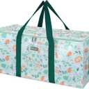 BALEINE Extra Large Storage Tote with Zippers & Carrying Handles, Heavy-Duty Oxford Fabric Moving Bags for Laundry, Space Saving, Storage, Spring Stroll (1-Pack)