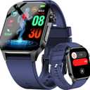 Advanced Health Smartwatch for Women Men with Real-Time Monitoring of Heart Rate, Blood Oxygen, Body Temperature, Blood Pressure, Sleep Quality and Stress Levels.Always-On Display (Blue)