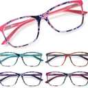 SIGVAN Ladies Reading Glasses Blue Light Blocking Spring Hinge Fashion Pattern Print Eyeglasses for Women, 1.5 x
