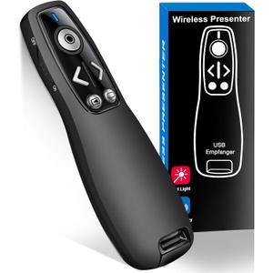 All-in-One Wireless Presentation Clicker with Red Light & Volume Remote Control- USB&Type-C PPT Remote Compatible with Mac/Windows/Laptop/Computer - Ideal for Powerpoint, Business, Classroom