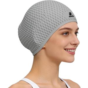 OMID Extra Large Silicone Swim Cap for Adults with Long & Curly Hair Low-Drag Design, Secure & Comfortable Fit for Pool, Beach and Swim Training
