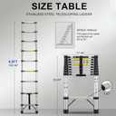8.5FT Telescoping Stainless Steel Anti-Wobble Extension Ladder, 330lbs Heavy Duty Collapsible Ladder, One-Button Slow Retraction Portable Folding Ladder for Home, Attic, RV