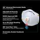 3M N95 Respirator 8511, 10 Pack, NIOSH-APPROVED N95, Features 3M COOL FLOW Exhalation Valve, Relief From Dusts & Certain Particles During Sanding, Pollen, Mold Spores, Dust Particles (8511DB1-A-PS)