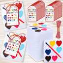 48 Pcs Valentines Day Watercolor Gift Paint 6 Heart Shape Washable Water Color Gifts Paint with Card and Red Rope for Valentine Party Favor Classroom Exchange Gift Prizes Graduation Present