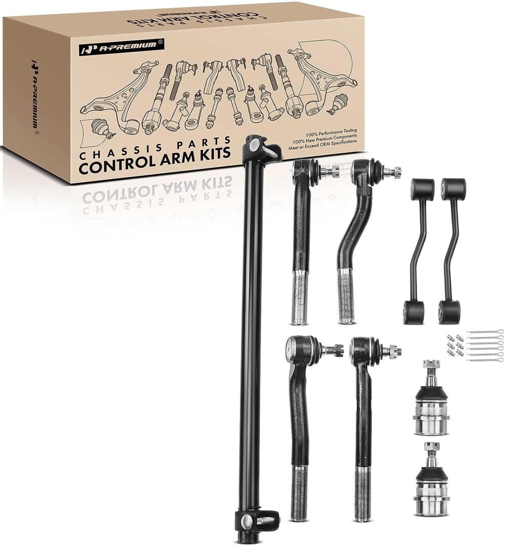 A-Premium 9Pcs Front Suspension Kit, Sway Bar Link, Upper Ball Joint, Inner & Left Outer & Right Upper/Lower Outer Tie Rod End & Sleeve, Compatible with Jeep WJ Series - Grand Cherokee 1999-2004