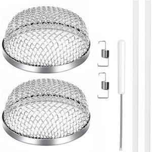 RV Furnace Vent Screen - Heavy-Duty Stainless Steel RV Heater Vent Cover with Installation Tool - Flying Mesh Cover for Camper (2.8 x 1.3 Inch, 2 Pack)