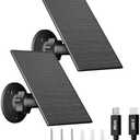 FUTUREZEN 2W Solar Panel for Security Camera Outdoor, 5V USB/Type-C Solar Charger Compatible with Rechargeable Battery Cameras, IP65 Waterproof, 360° Adjustable Mount, 7.2ft Cable (2 Pack, Black)