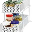 SIMPLE HOUSEWARE 2 Tier Sliding Cabinet Basket Organizer Drawer, White