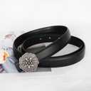 3 x Relang Women's Belts with Gold Buckle, Fashion Waist Band, Elegant Ladies' Belt, Gift for Women (26-27 (Pant 1-5), Ancient Silver Seven-petal Flower)