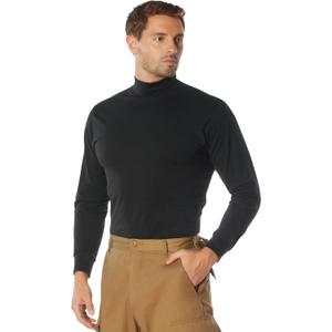 Rothco Mock Turtleneck Long Sleeve Mock Turtleneck Basic Solid Pullover Undershirt (Large, Black)