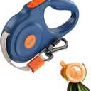 Retractable Dog Leash 16FT for Small & Medium Dogs, Sturdy Heavy-Duty Nylon Tape with Secure Locking Carabiner & Poop Bag Holder, Smooth One-Hand Control, Anti-Slip Handle, Tangle-Free Design (Blue)