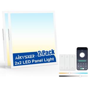 AIKVSXER 2x2 LED Flat Panel Light with Wireless Switch & App Control 2Pack