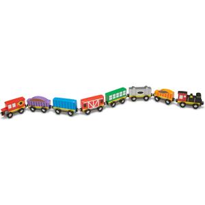 Melissa & Doug Wooden Magnetic Train Cars - 8 Piece Educational and Skill-Building Wooden Toy for Boys and Girls