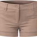 MixMatchy Women's Casual Body Enhancing Comfort Cuffed Shorts with Pockets (Medium, Khaki)