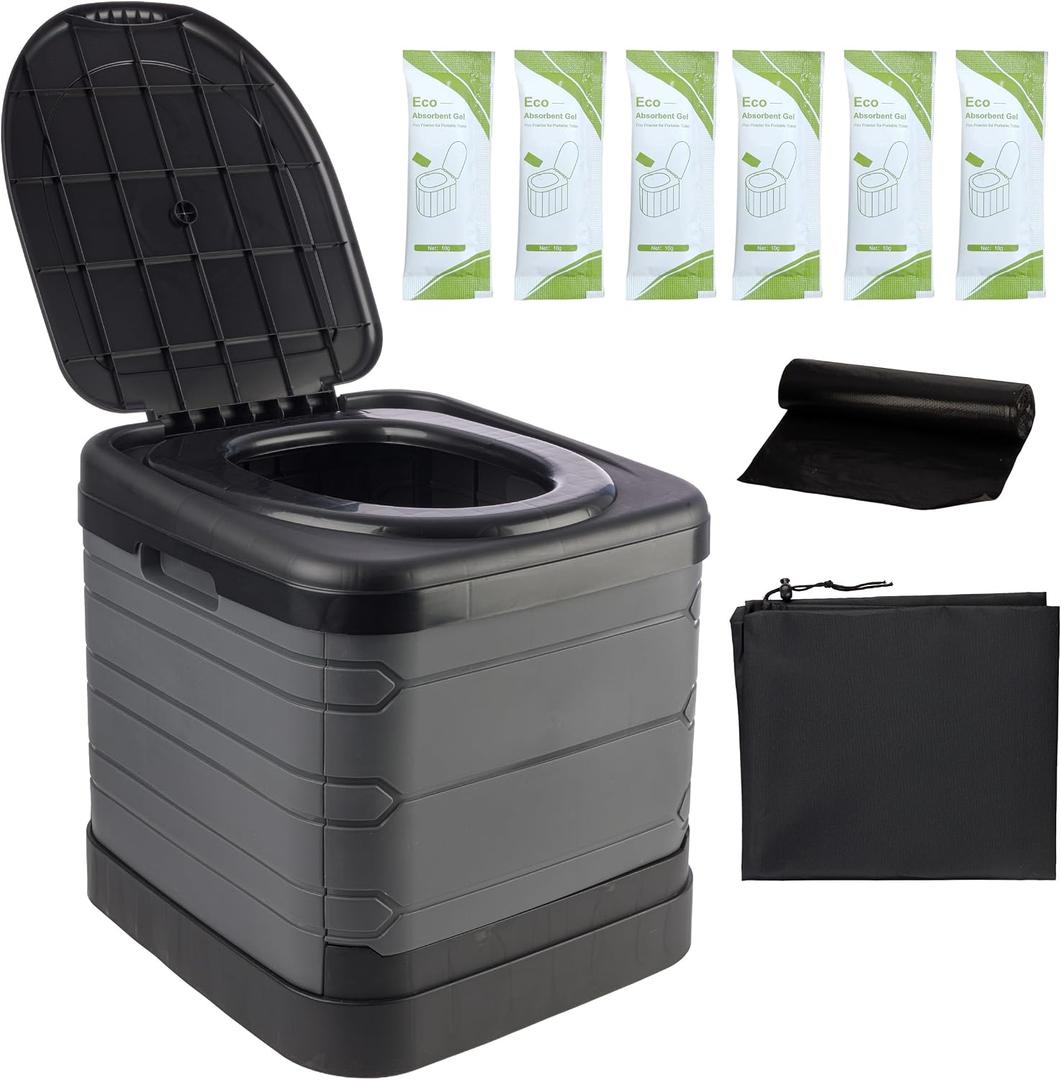 Large Portable Toilet for Adults - 400lb Capacity Portable Camping Toilet for Adults with Lid - Folding Travel Potty for Car Roadtrip, Beach, Camp or Emergency - Camping Essentials by Wakeman Outdoors
