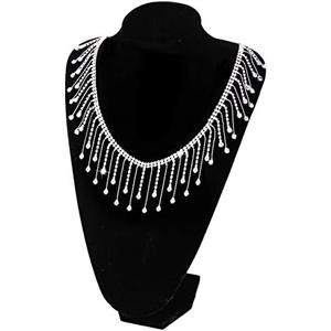 THARAHT Rhinestone Fringe Trim Beaded Fringe Trim Rhinestone Ribbon Tassel Chain for Jeans Clothing Accessories DIY Decoration 0.5Yard,Silver