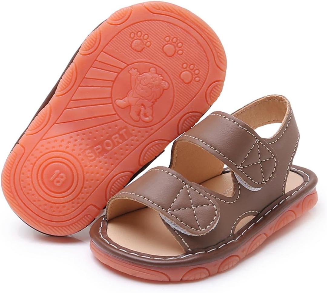 WILLFUN Baby Boy Girl Summer Infant Squeaky Sandals Premium Rubber Sole Closed-Toe Non-Slip Shoes Toddler First Walkers