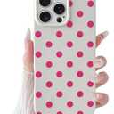 Skyseaco Compatible with iPhone 14 Case Cute Polka Dot Phone Case Soft Slim TPU Shockproof Phone Cover Full Camera Protection for Women Girls - Hot Pink