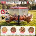 75LB Automatic Chicken Feeder, Large Metal Poultry Feeder with 8 Ports
