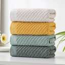 YiLUOMO Lime White Hand Towels Set of 2 Herringbone Striped Weave Pattern Ultra Absorbent 100% Cotton Super Soft Hand Towel for Bathroom 13 X 29 Inch