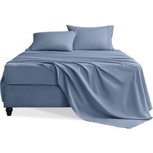Twin Sheets Set, 3 Pieces Hotel Luxury Soft Microfiber Bed Sheets Set, Up to 16" Deep Pockets, Oeko-Tex Sheets with Elastic, Breathable, Wrinkle Free (Grey Blue, Twin)