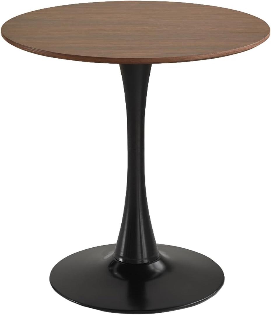 24 inch Small Round Dining Table for 2-4 People, Mid Century Modern Wood Tulip Table for Kitchen, Living Room, Restaurant, Office, Cafe, Walnut
