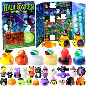 JOYIN Halloween Mochi Squishy Toys and Rubber Duck Surprise Toy Set, Holiday CountDown to Halloween, Advent Calendar Toys for Kids Party Favor Supply, Trick or Treating