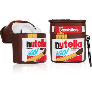 Oqplog for AirPod 2/1 Case Food Design Cover for AirPods Silicone Cases Air Pods Cute Funny Cartoon 3D Kawaii Fun Soft Designer Unique Fashion Cool Pretty for Girls Boys Teen Girly (Nutela)