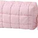 ZEROONEJIUJIU Puffy Cosmetic Bag Women Makeup Bag Travel Toiletry Pouch Make Up Organizer Bag (Pink)
