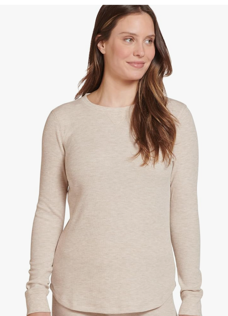 Jockey Women's Loungewear Long Sleeve Waffle Crew M