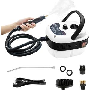 Handheld Steam Cleaner, 2500W Pressurized Steam Cleaner with 3 Brush Heads, Portable Steam Cleaner for Home, Car, Furniture, Kitchen, Bathroom and Wall, White