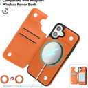 SkyEagle Compatible with Magsafe for iPhone 16 Plus Wallet Case with Card Holder,Women Men Phone Case PU Leather Kickstand Flip Protective Shockproof Cover Credit Card Slots for Apple 16 Plus,Orange