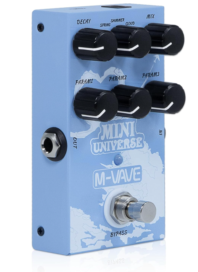 M-VAVE Mini Universe Pro Guitar Reverb Pedal - 9 Digital Effects (Room/Hall/Plate/Spring/Shimmer/Cloud/Bloom/Swell/Lo-Fi), True Bypass, Dual Power, Compact Metal Housing for Electric Guitar & Bass