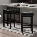 Bar Stools Set of 2, 30 Inch Counter Height Bar Stools for Kitchen Island, Faux Leather Thick Saddle Seats & Heavy Duty Metal Base, Easy Assembly (Black,30 inch)