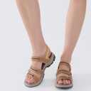 UBFEN Womens Hiking Walking Sandals - Arch Support Open Toe Adjustable Strap Sandals Comfortable Sport Outdoor Shoes (7, Brown)