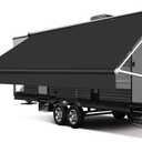 Xenjum RV Awning Fabric Replacement, Upgraded 18.5oz Vinyl Camper Awning Replacement, Universal Outdoor Canopy for Electric and Manual RV Awning (19'(Fabric 18'2"), Black)