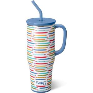 Swig Life 40oz Mega Mug, 40 oz Tumbler with Handle and Straw, Cup Holder Friendly, Dishwasher Safe, Stainless Steel, Insulated Teacher Tumbler (Teacher Life)