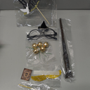 Magical Wizard Party Decoration Supplies,12PCS Wizard Cake Toppers includes glasses, golden balls, wings, broom, hat, book, wand accessories