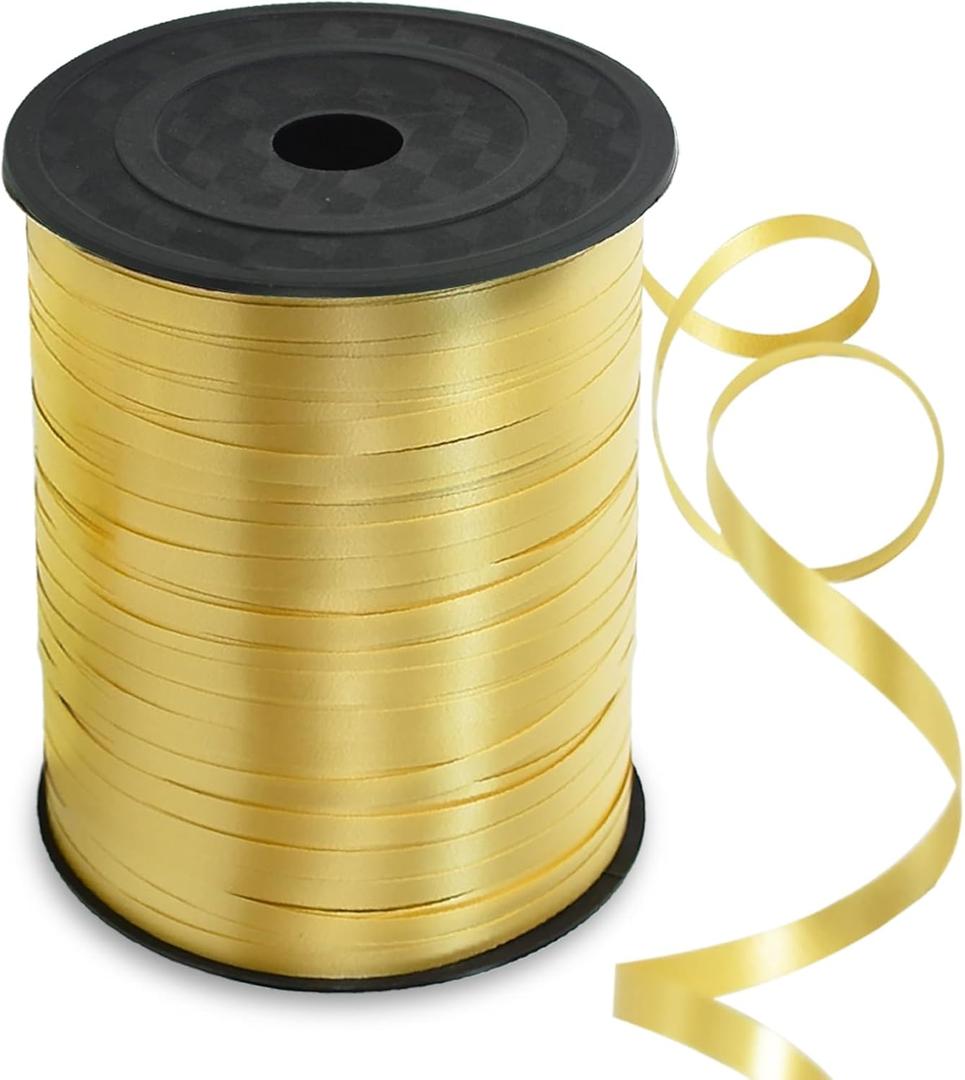 TONIFUL 500 Yards Curling Ribbon-Balloon Ribbon-Balloon String for Art&Craft Decor, Gift Wrapping, Ribbons and Bows for Graduation Christmas New Year Birthday Gifts Supplies (Gold)