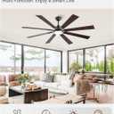 ZMISHIBO 65 Inch Ceiling Fans with Lights and Remote, Black Large Ceiling Fan with 3000-6000K Dimmable, Quiet Reversible DC Motor, 6 Speeds, 8 Blades Indoor/Outdoor Ceiling Fan for Patios Living Room